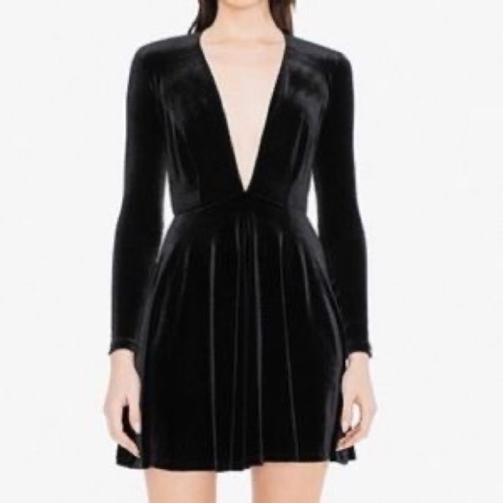 American apparel velvet deep v skater dress